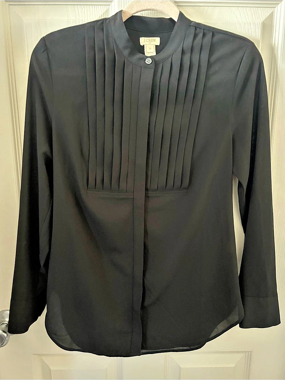 J.Crew Pleated Long Sleeve Blouse in Black Size XS Like New